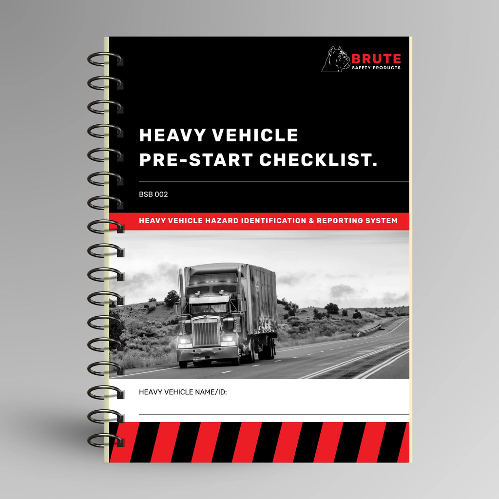 Heavy vehicle pre-start checklist book with truck on cover
