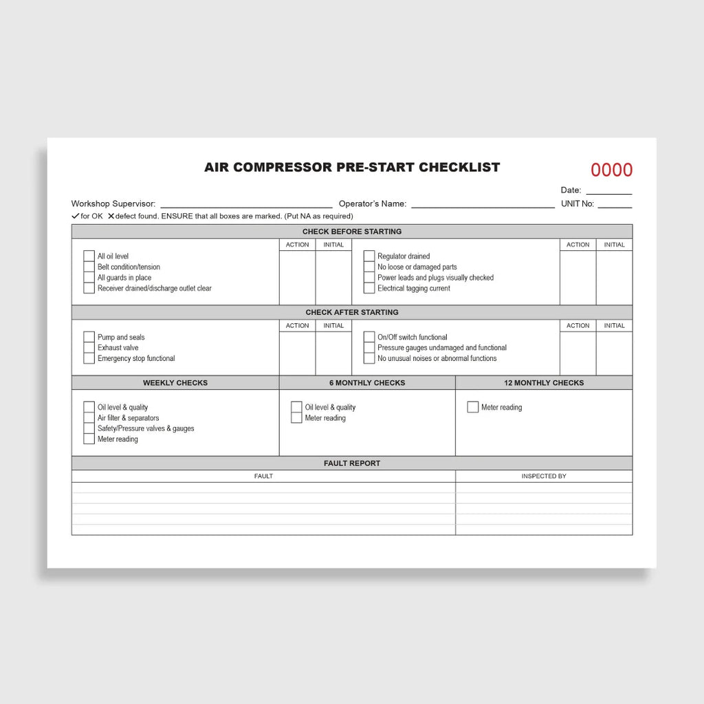 Air Compressor Pre-Start