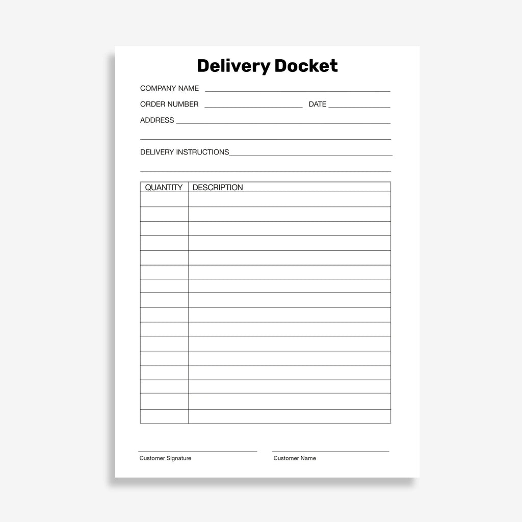 Delivery Docket Book