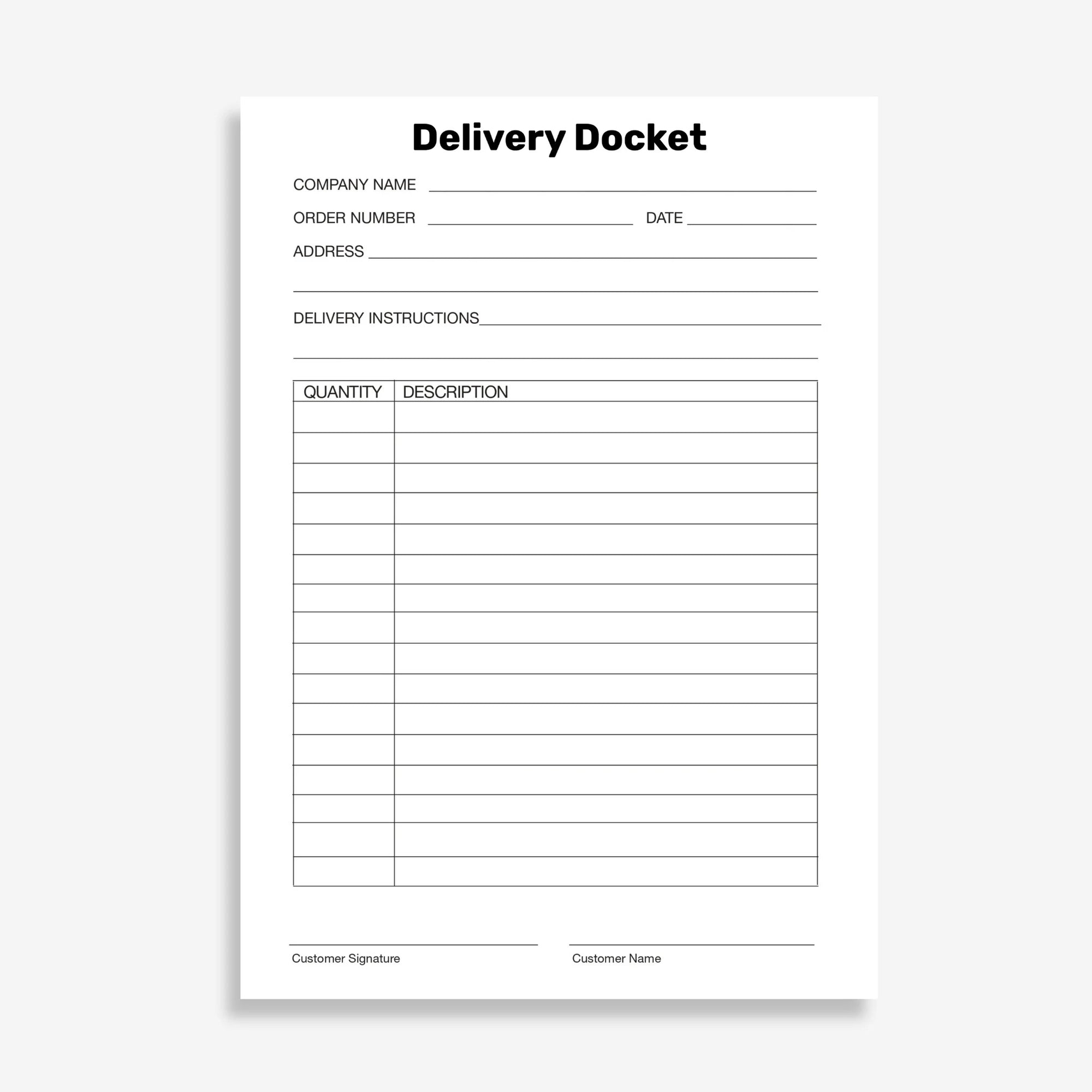 Delivery Docket Book