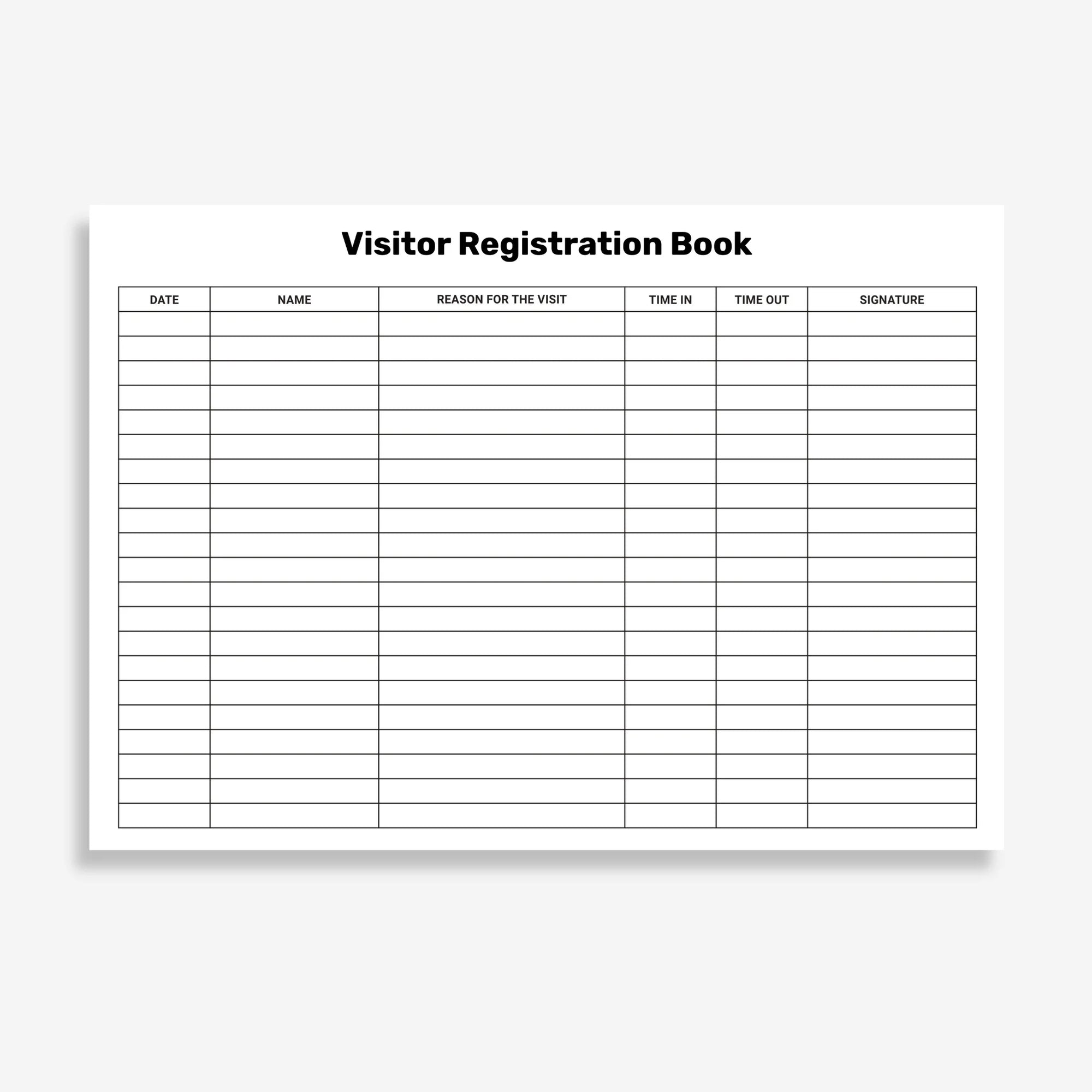 Visitor Register Book