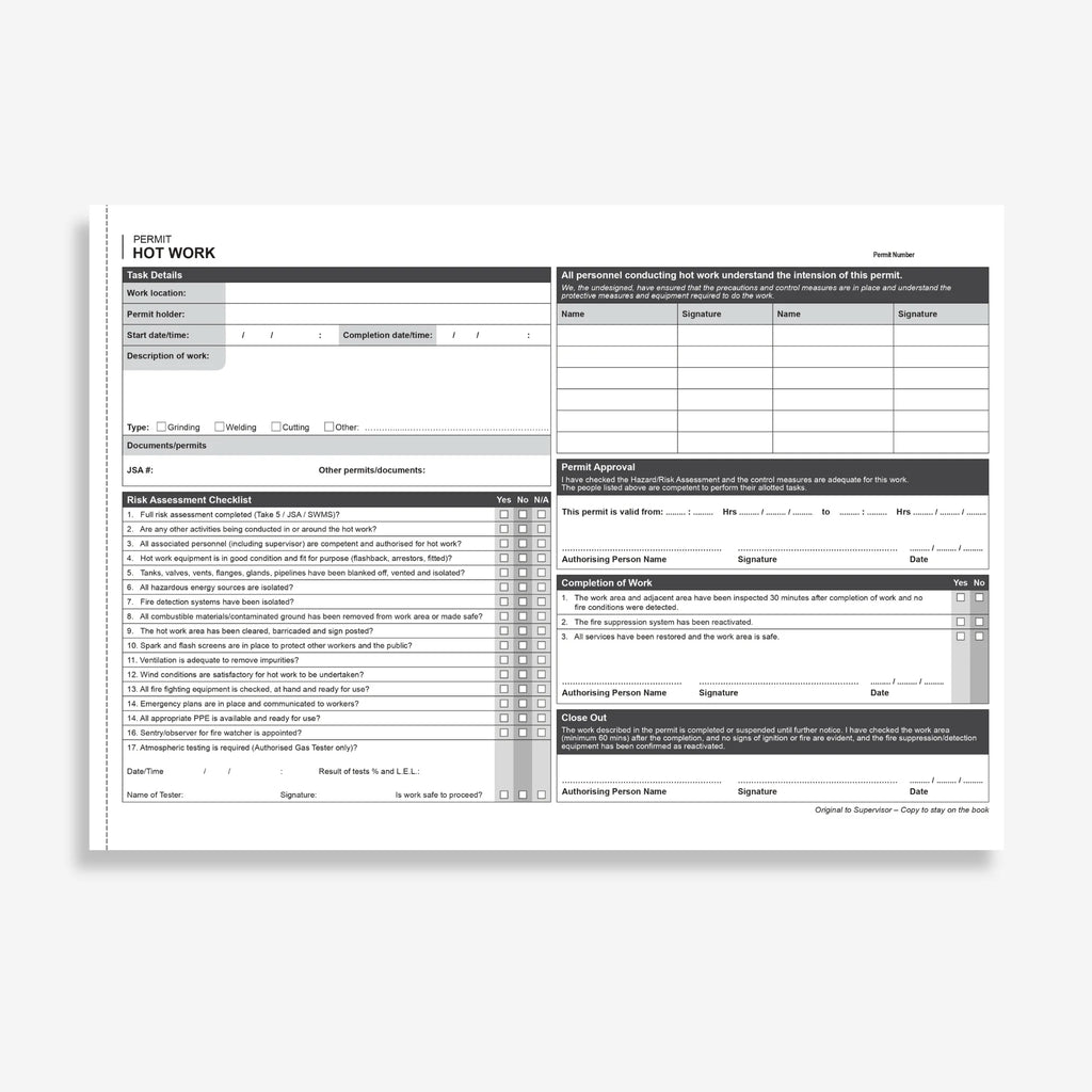Hot Works Permit Book