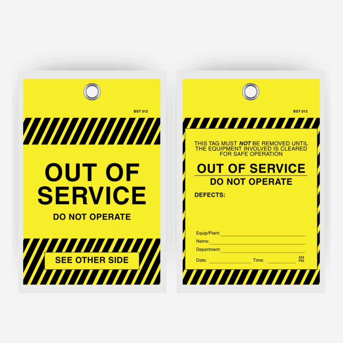 Self Laminating Out of Service Tag