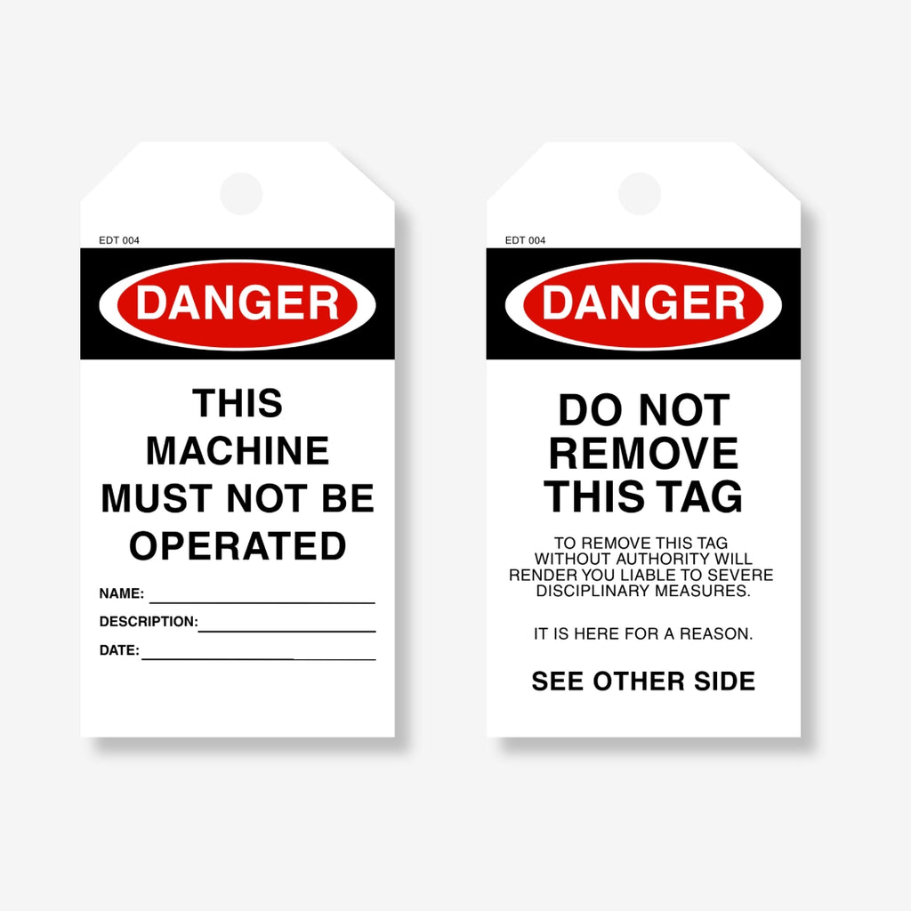 This Machine Must Not Be Operated Tag
