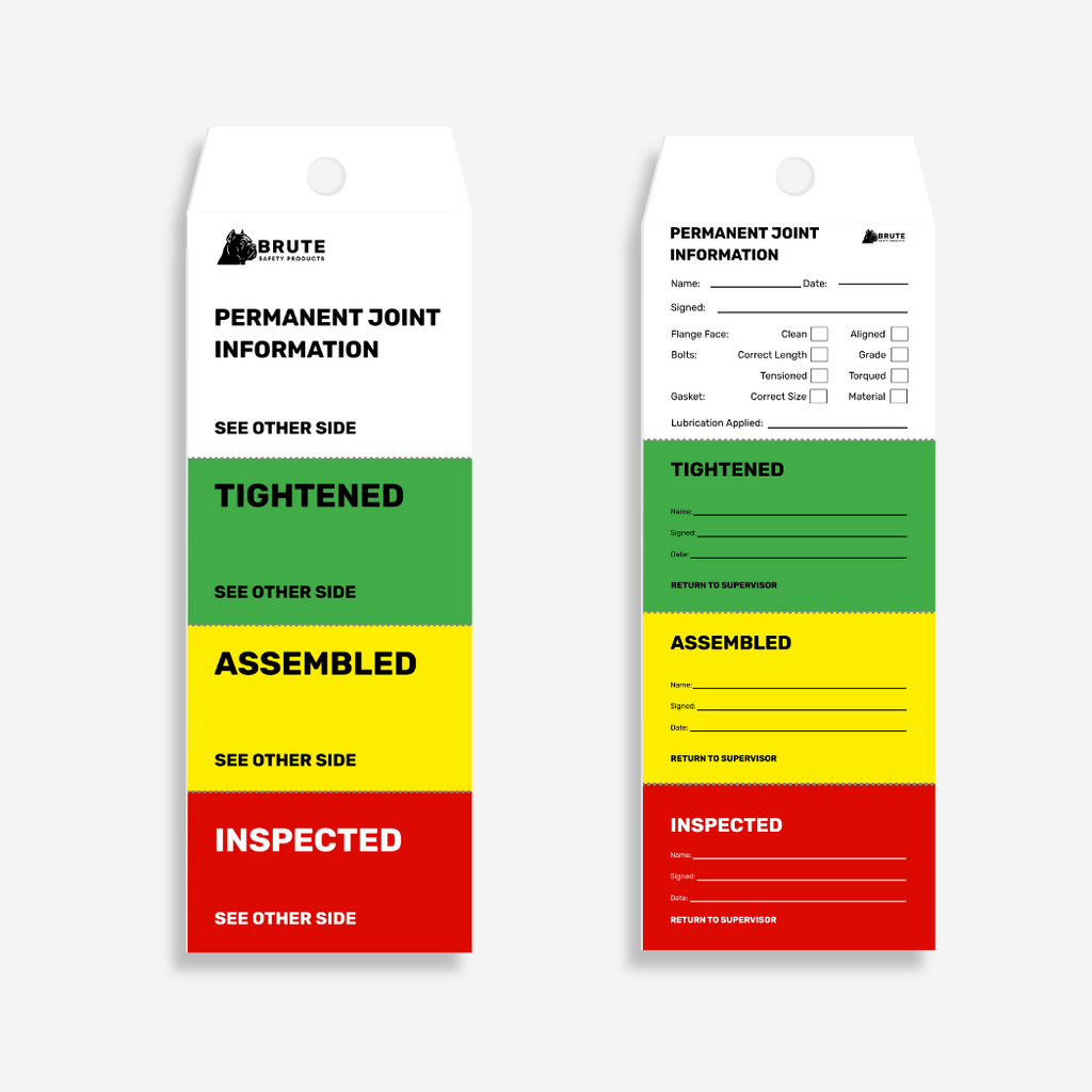Two labels with color-coded statuses on a white background