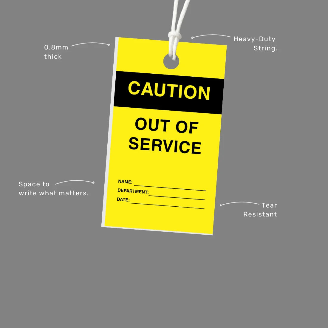 Heavy Duty Caution Out of Service Tag