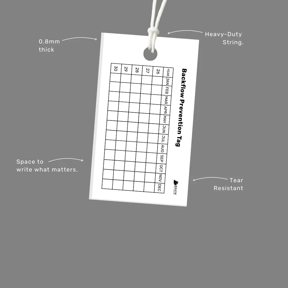 Heavy Duty Backflow Prevention Tag