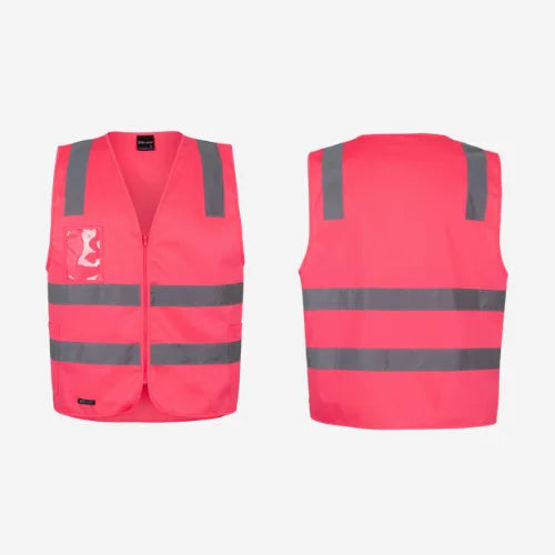 Hi Vis Zip Safety Vest Taped Pink