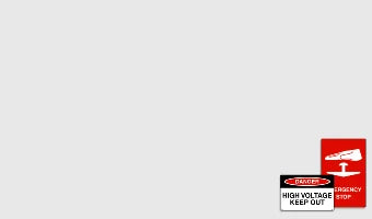 Brute Safety Products safety signs against a grey background