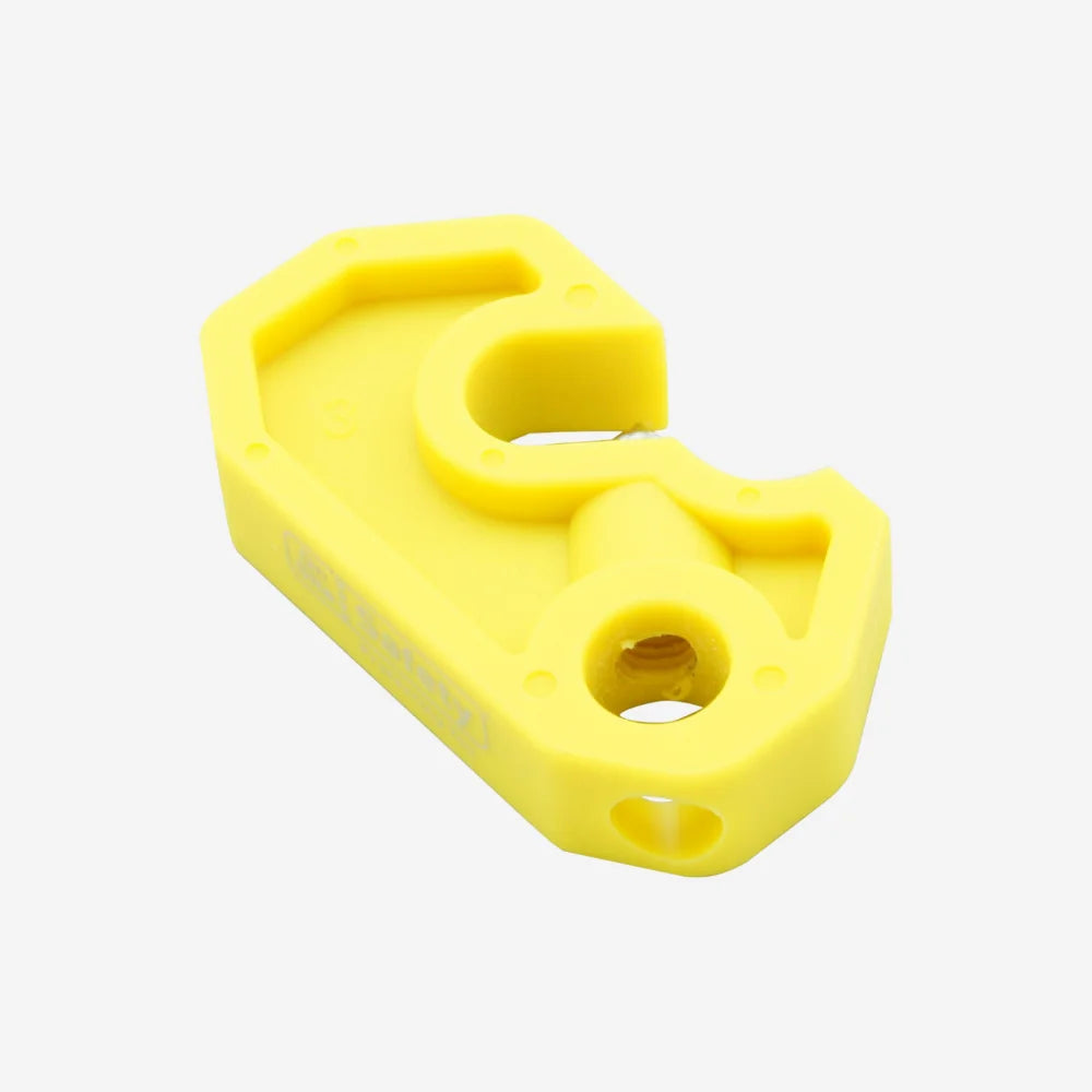 Circuit breaker lockout BLT 009 displayed flat showing 44 x 7.9mm dimensions and padlock attachment for lock out tag out