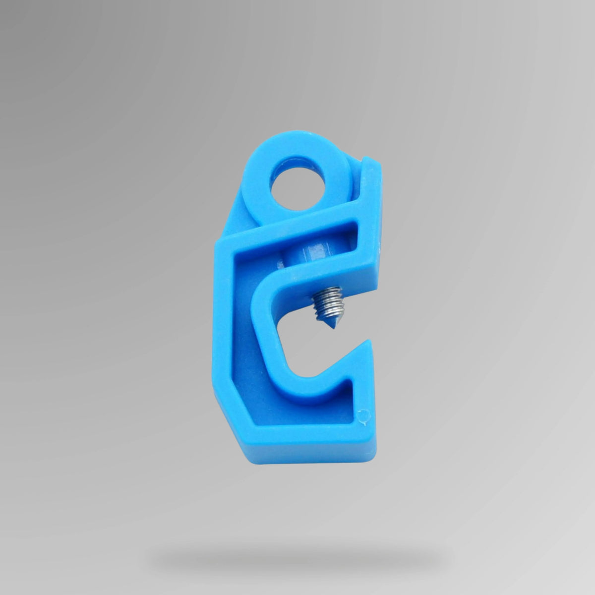 Blue circuit breaker lockout BLT 011 shown upright for 49mm multi pole LOTO applications with clear identification