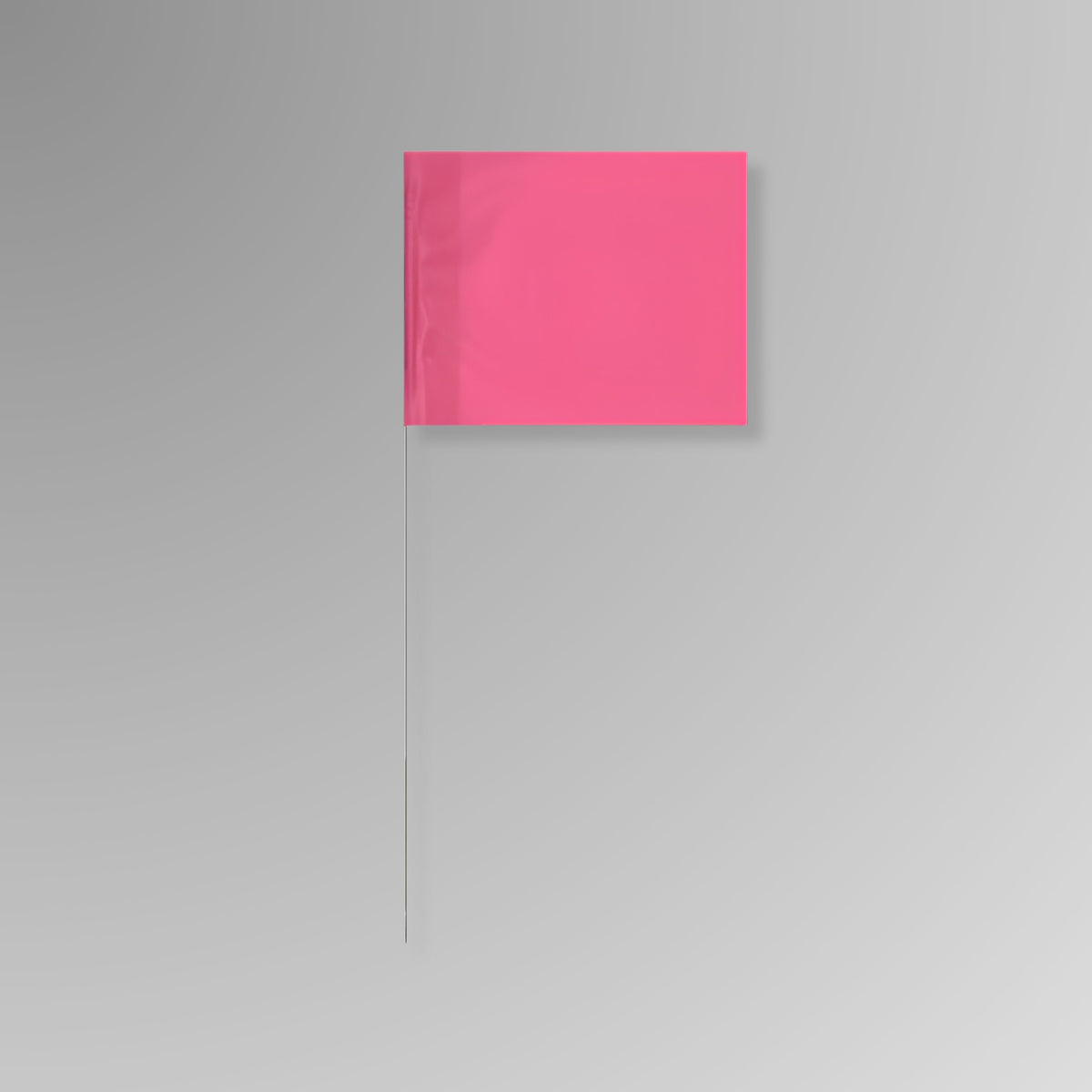 Bundle of BMT 026 pink wire stake marking flags shown on a white background, with pink flag tops bundled together and steel wire stakes extending below.