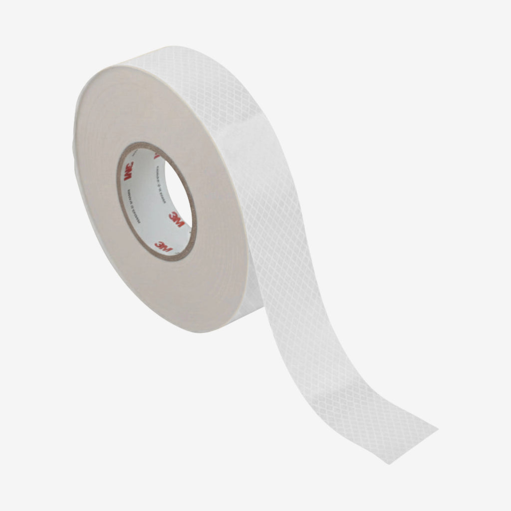Layflat view of 50mm reflective tape displaying 45.7 metre length marking and 3M Diamond Grade 4000 specifications on product label