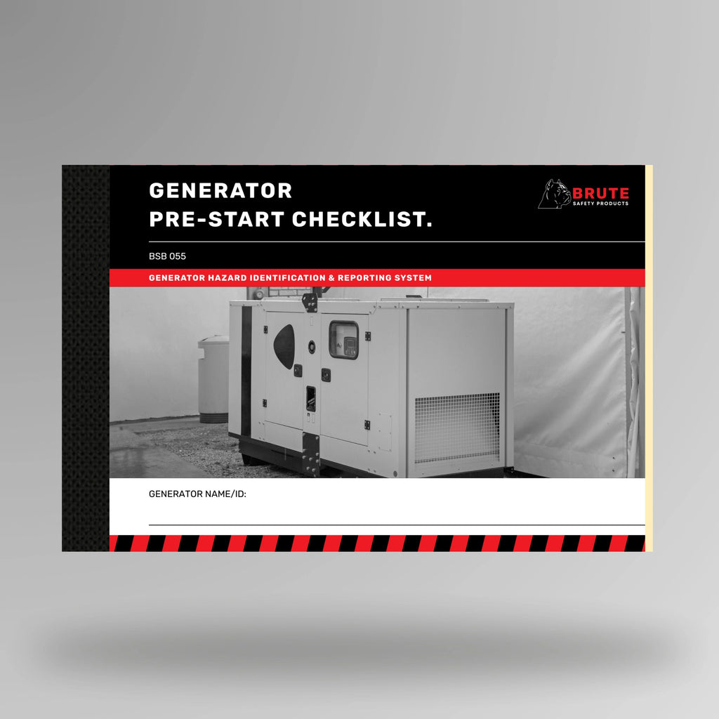  Upright view of BSB 055 Generator Pre Start Checklist book showing cover with product title and taped spine edge.