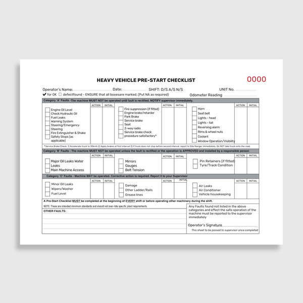 Heavy Vehicle Pre Start | Brute Safety Products