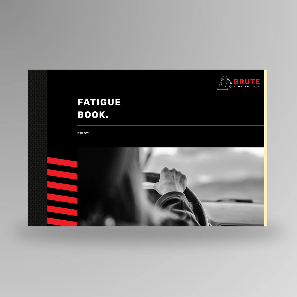 BSB 102 Fatigue Book shown upright in red with Brute Safety Products branding on A4 landscape cover