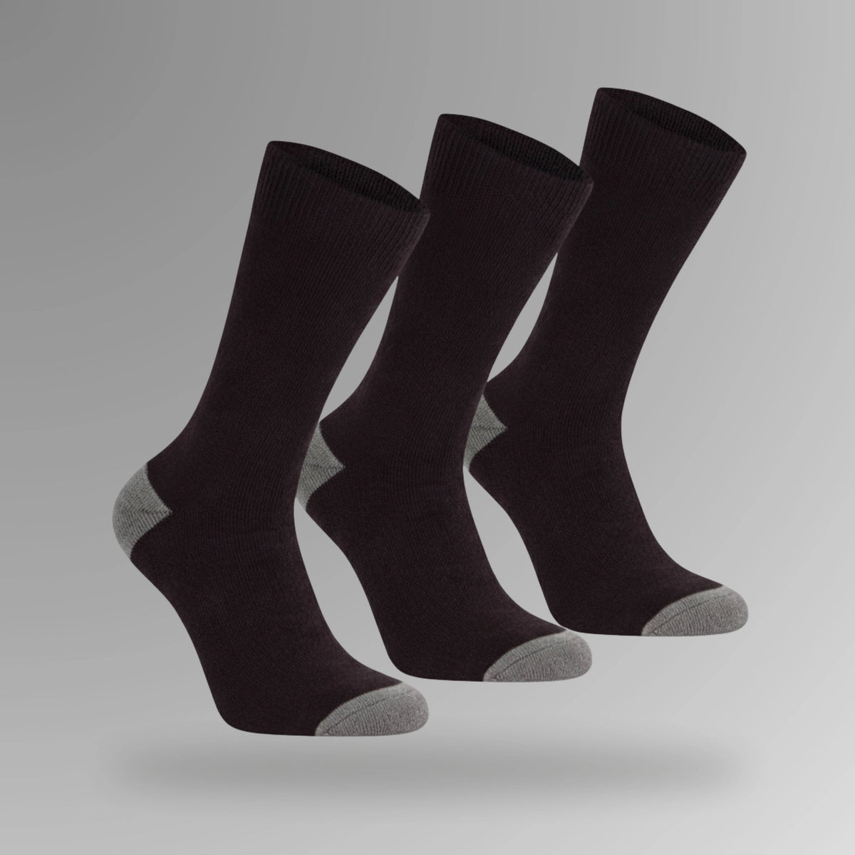 BSC 303 navy mens work socks in upright view showing three pack arrangement with solid navy colour and terry construction