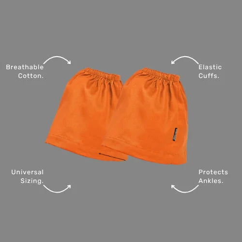 Benefits callout image highlighting BSC 306 boot cover features including durable cotton drill material, universal fit, and suitability for cleanroom and construction use