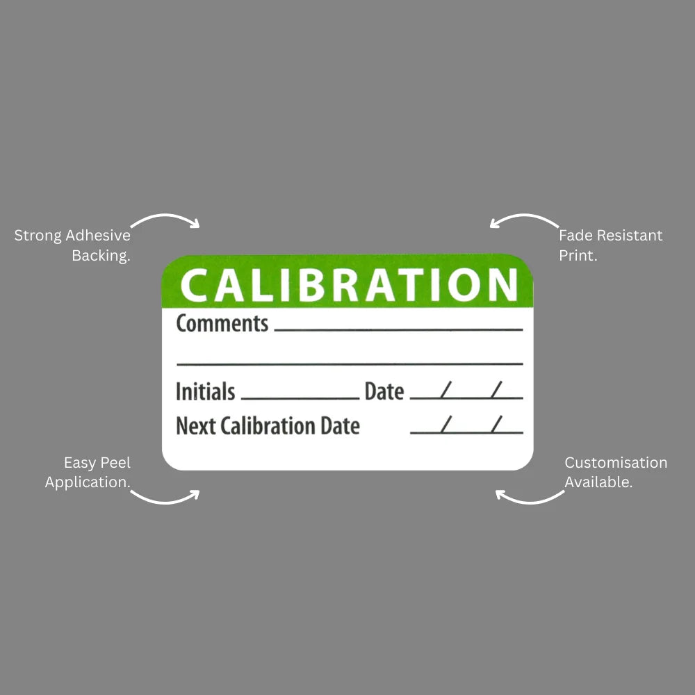 Benefits callout demonstrating BSL 101 calibration label equipment tracking and compliance recording features