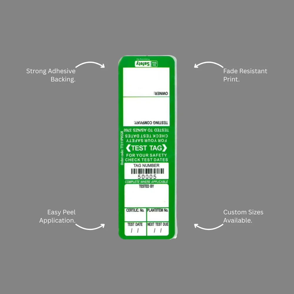 Green Test and Tag Weather Resistant Labels | Brute Safety Products