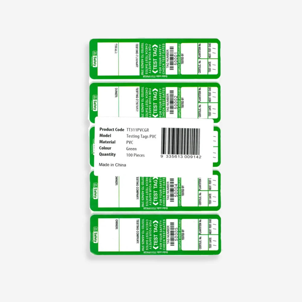 BSL 108 green weather resistant label shown flat revealing complete dimensions and weatherproof recording surface
