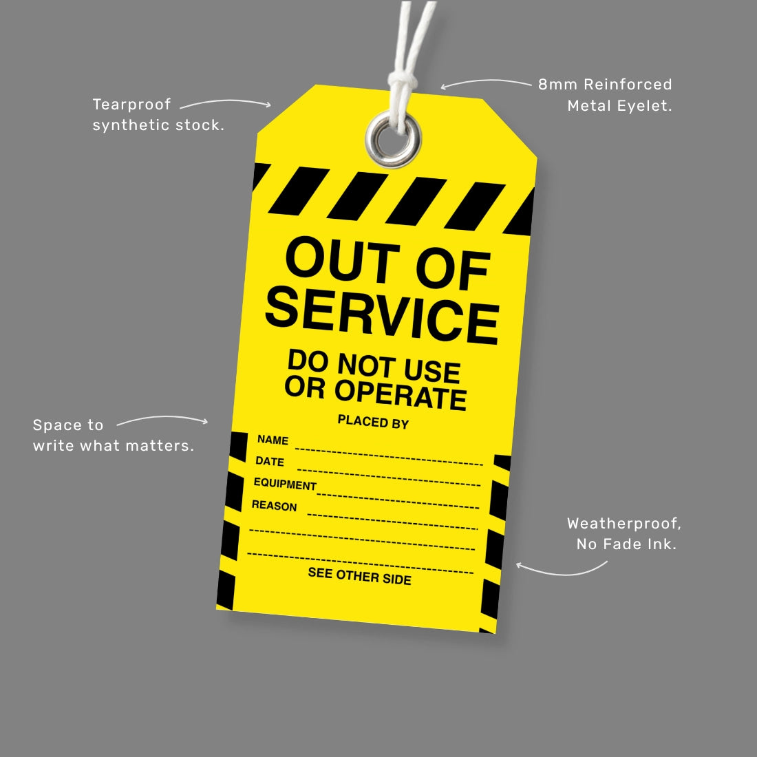 BST 004 safety tag benefits callout highlighting equipment isolation and maintenance risk reduction
