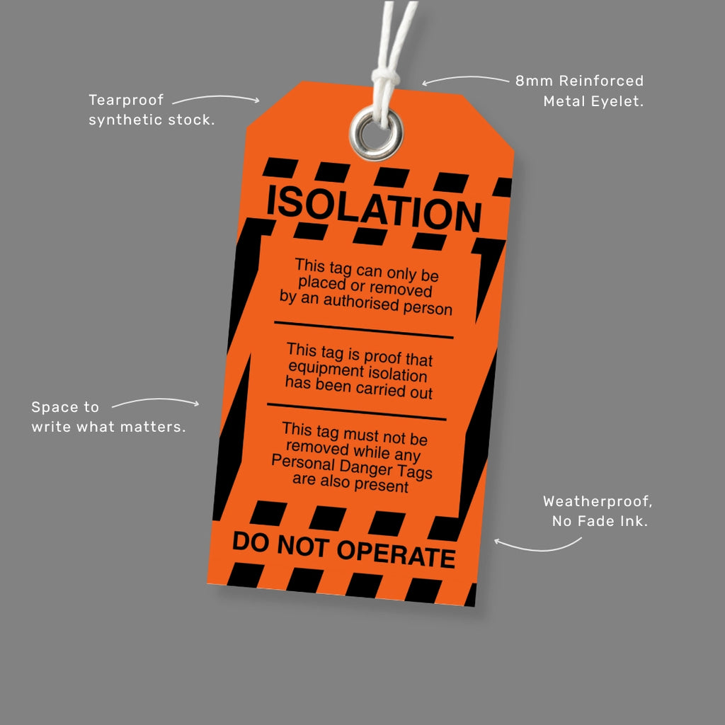  BST 006 safety tag benefits callout highlighting LOTO procedures and energy source isolation marking