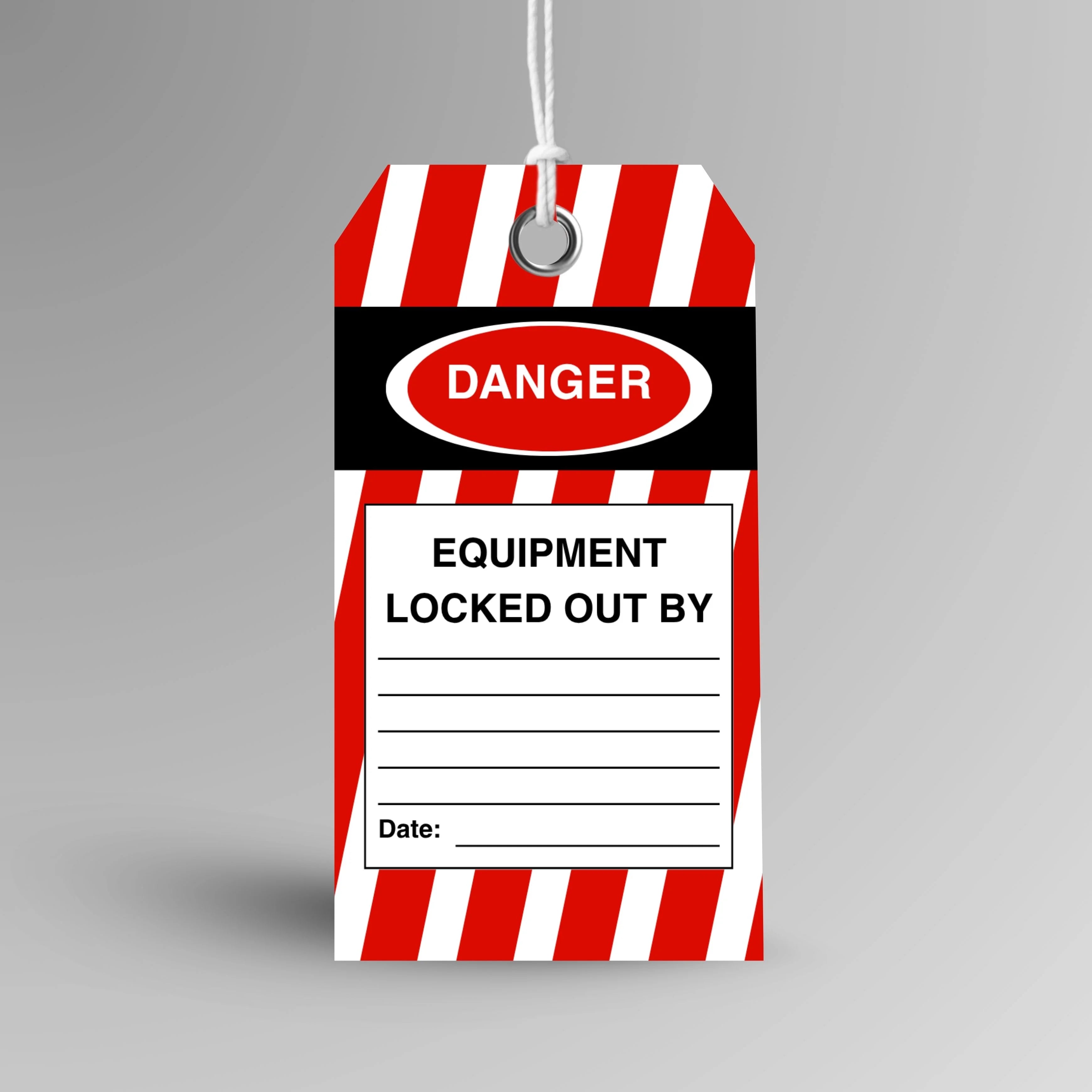 BST 008 Lockout Danger safety tag in red, upright view showing heavy duty tag design by Brute Safety Products