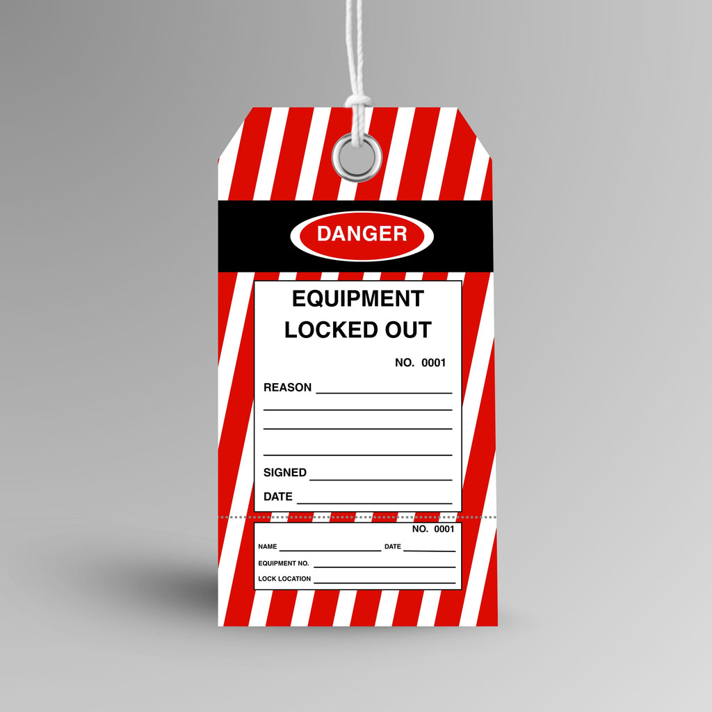 BST 008 Lockout Danger safety tag in red, upright view showing heavy duty tag design by Brute Safety Products