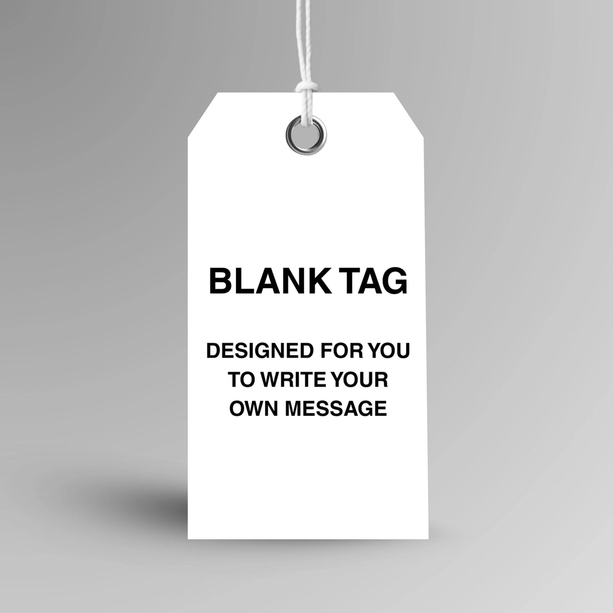 BST 009 Blank safety tag in white, upright view showing customisable design by Brute Safety Products
