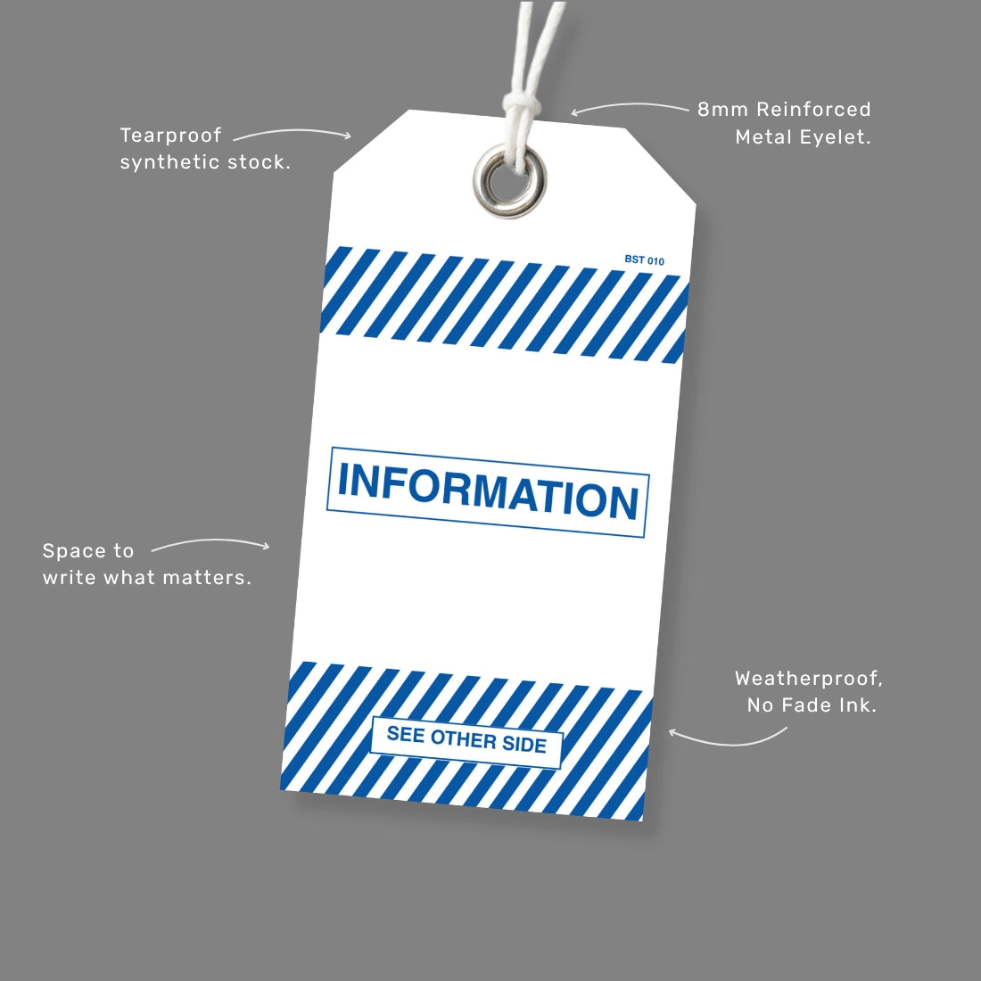 BST 010 safety tag benefits callout highlighting operational messaging and procedural communication