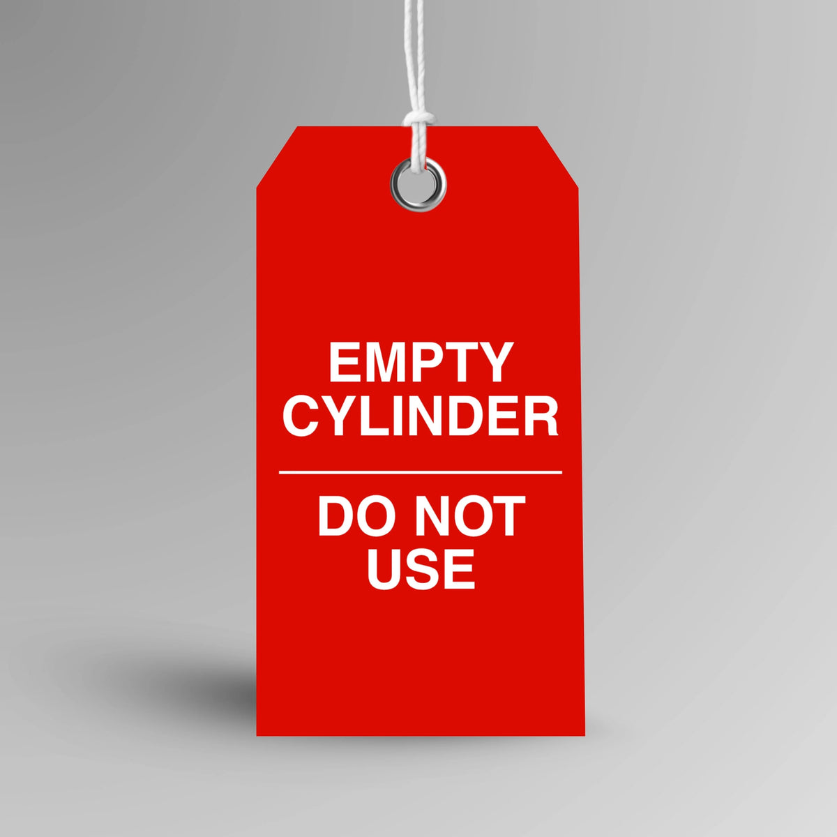 BST 020 Empty Cylinder safety tag in red, upright view showing complete tag design by Brute Safety Products