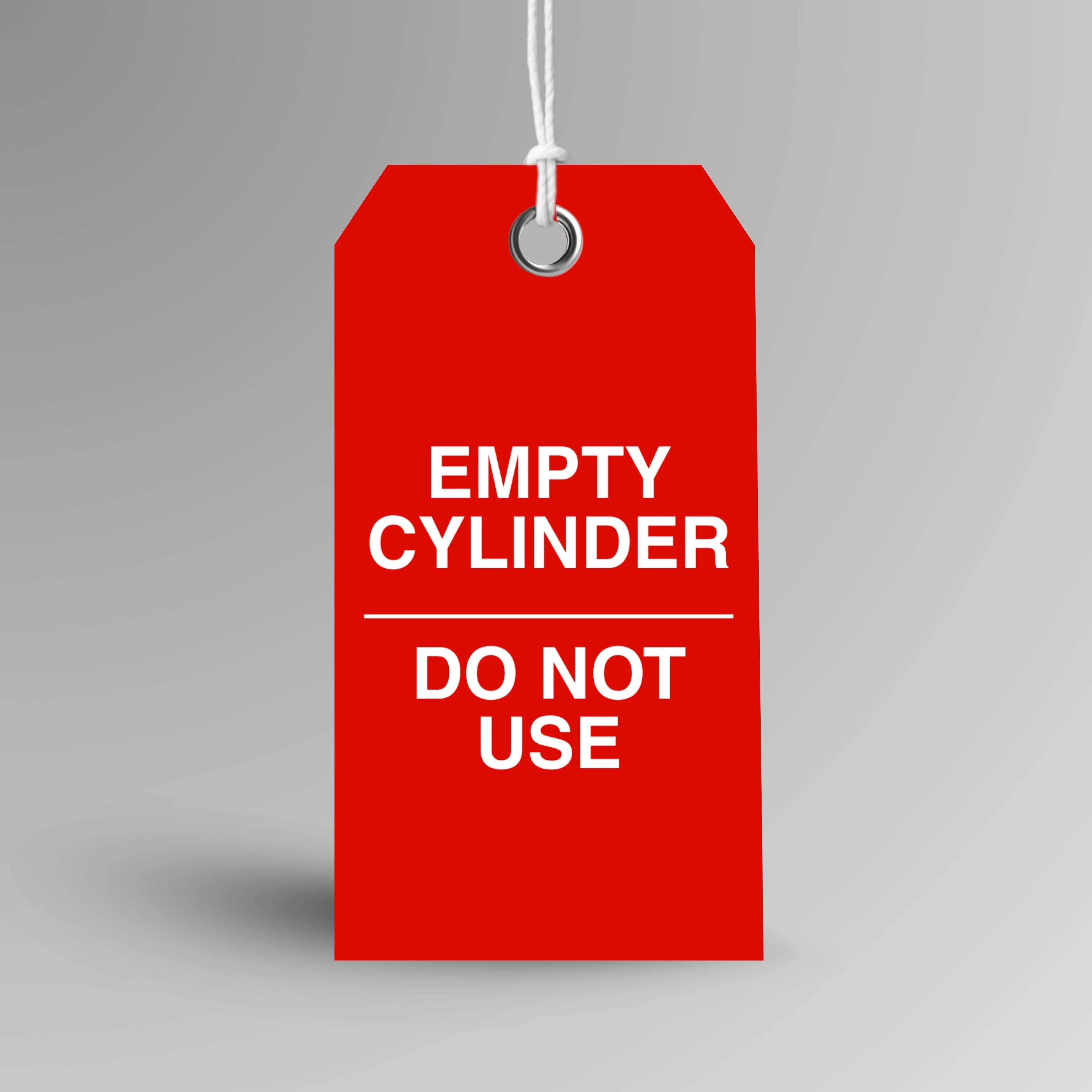 BST 020 Empty Cylinder safety tag in red, upright view showing complete tag design by Brute Safety Products
