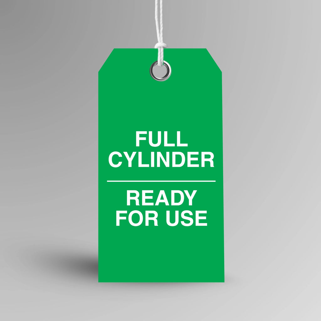 BST 021 Full Cylinder safety tag in green, upright view showing complete tag design by Brute Safety Products