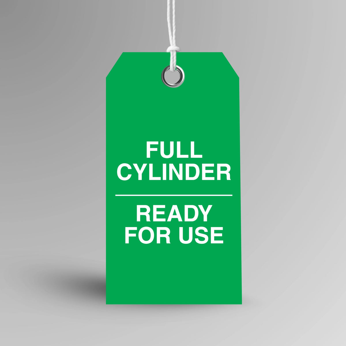 BST 021 Full Cylinder safety tag in green, upright view showing complete tag design by Brute Safety Products