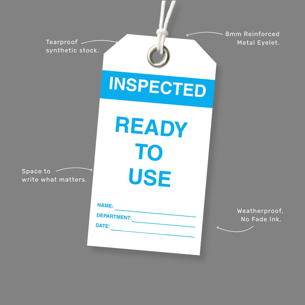 BST 101 safety tag benefits callout highlighting inspection completion and equipment operational clearance