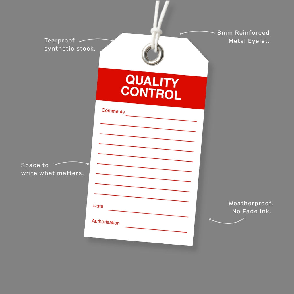 BST 102 safety tag benefits callout highlighting quality checkpoint tracking and audit trail maintenance
