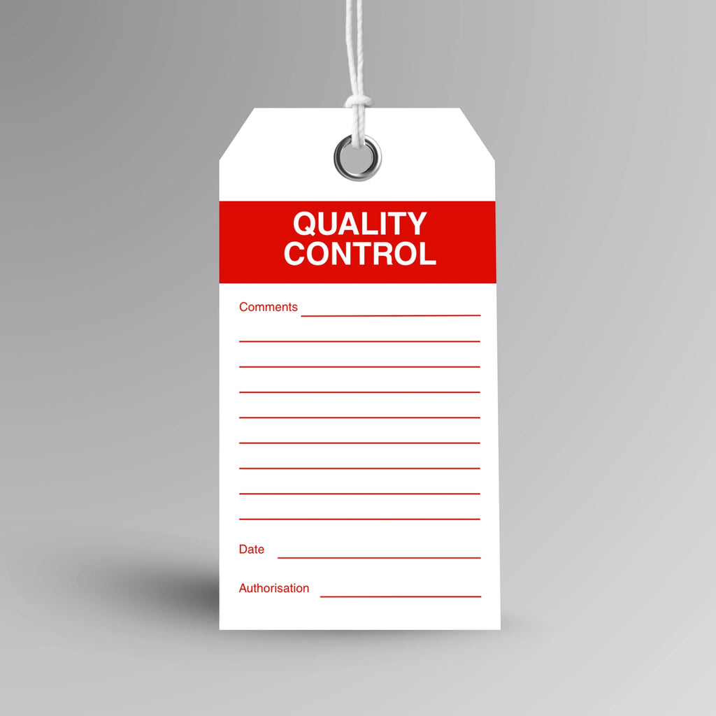 BST 102 Quality Control safety tag layflat view displaying inspection tracking and compliance documentation fields