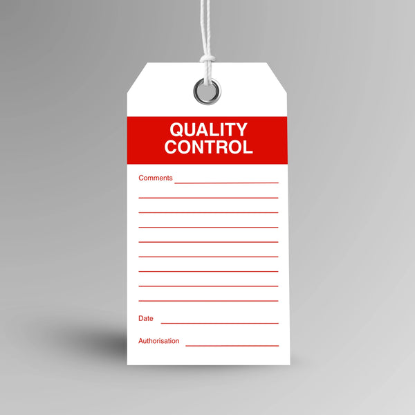 BST 102 Quality Control safety tag layflat view displaying inspection tracking and compliance documentation fields