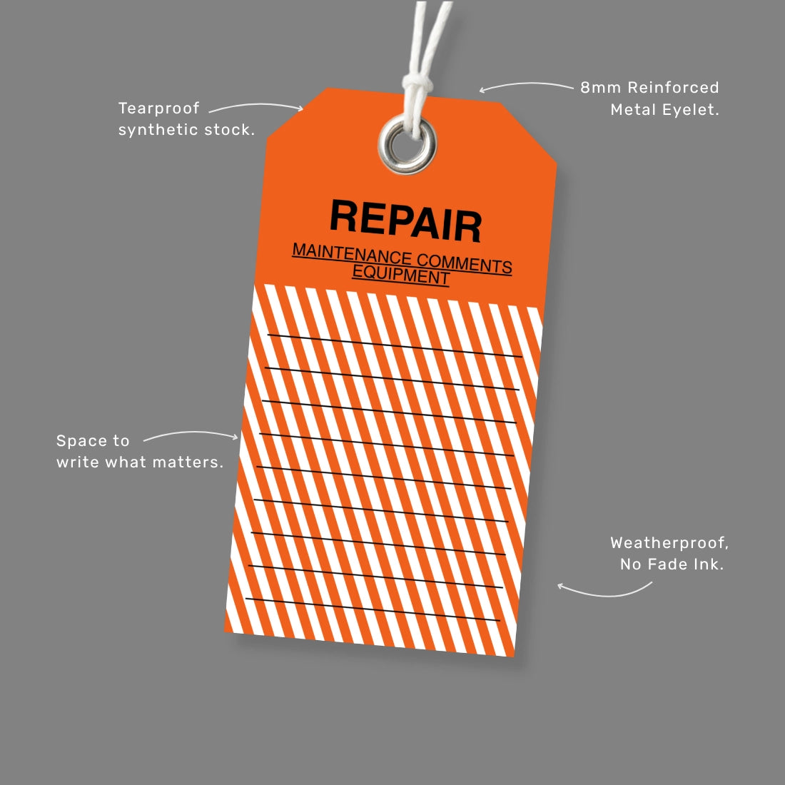 BST 103 safety tag benefits callout highlighting visible defect marking and repair requirement communication