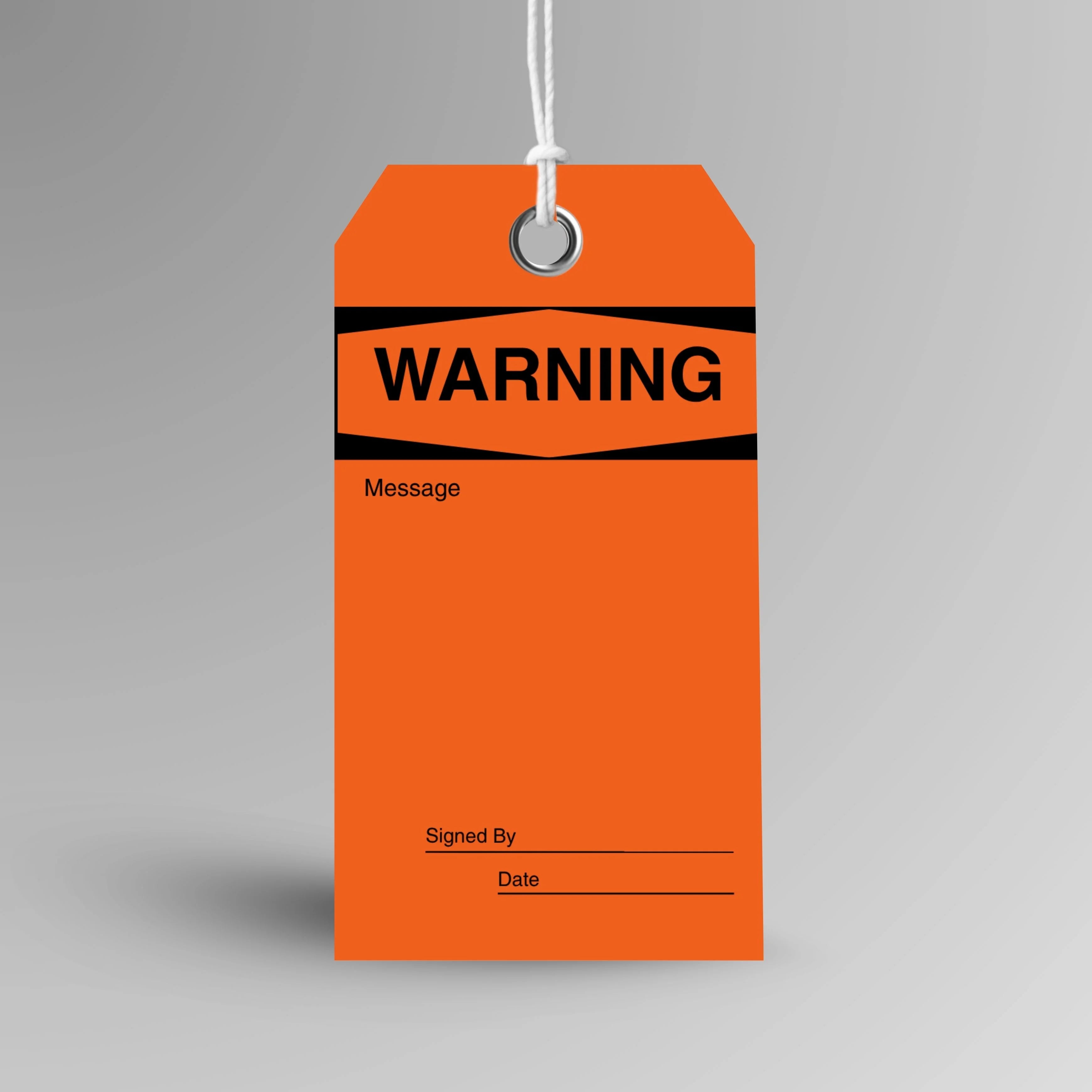 BST 105 Warning Do Not Remove safety tag in orange, upright view showing complete tag design by Brute Safety Products