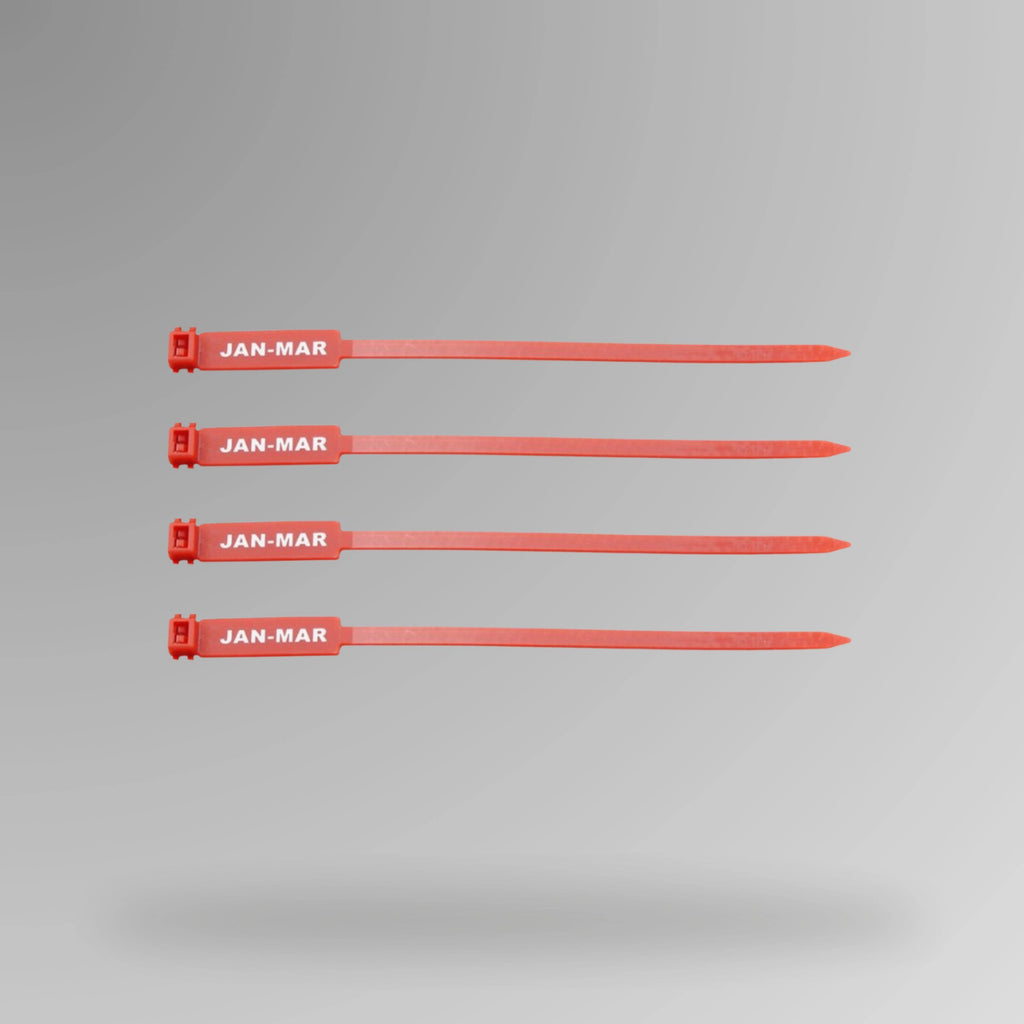 Red BST 205 Jan to Mar quarterly rigging inspection tag shown upright with visible quarter identification