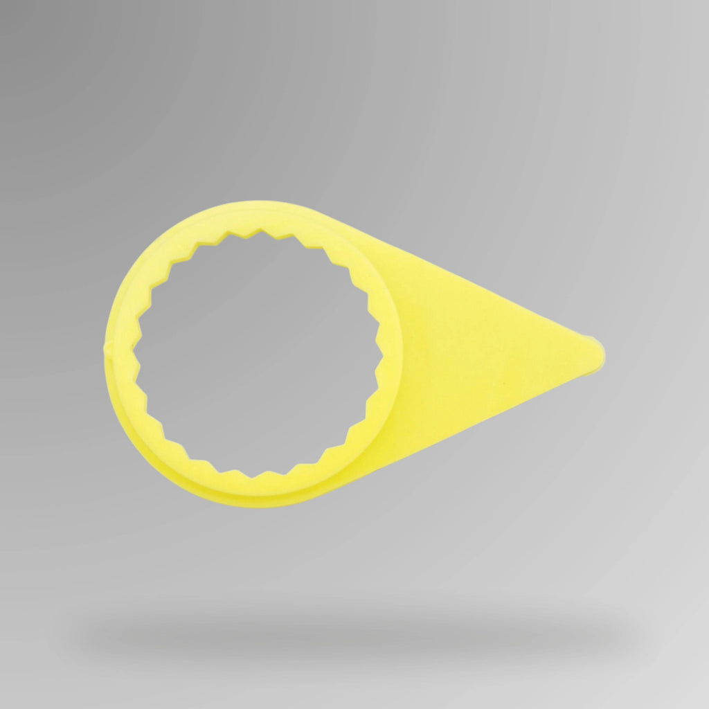 Upright view of coloured ring style wheel nut indicators showing 32mm size with visible size markings for wheel nut monitoring