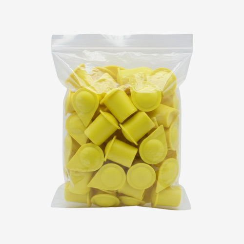 Layflat arrangement displaying 21mm cap style wheel nut indicators with clear size markings on each piece in bag of 100