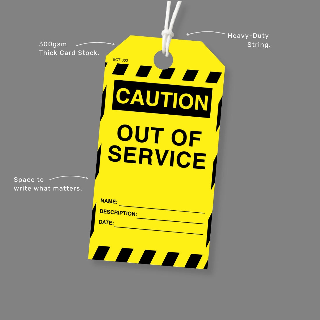 ECT 002 economy caution tag features highlighting value and effectiveness for safety tag out equipment status communication