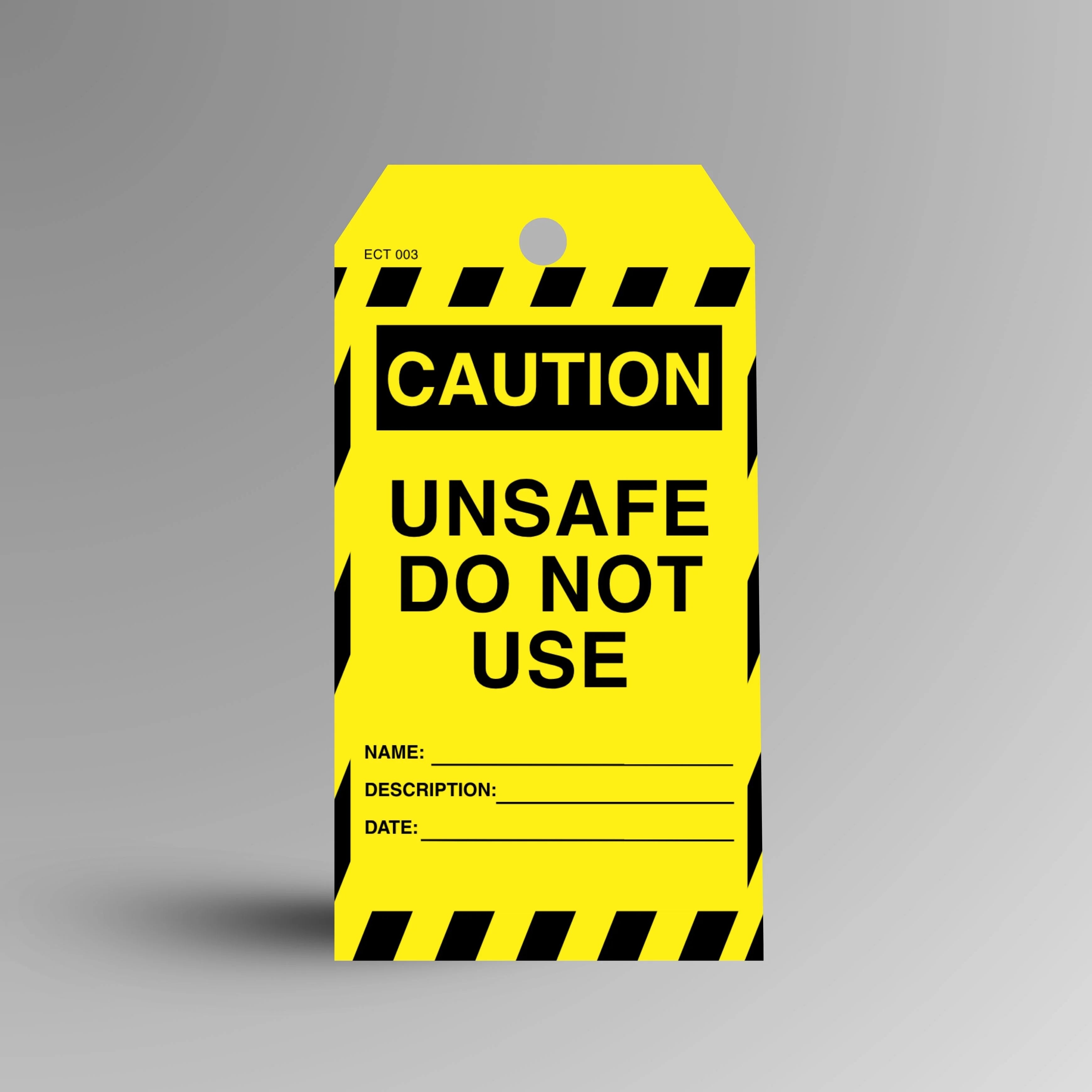 ECT 003 Do Not Use economy caution tag displayed upright with yellow background and clear prohibition text