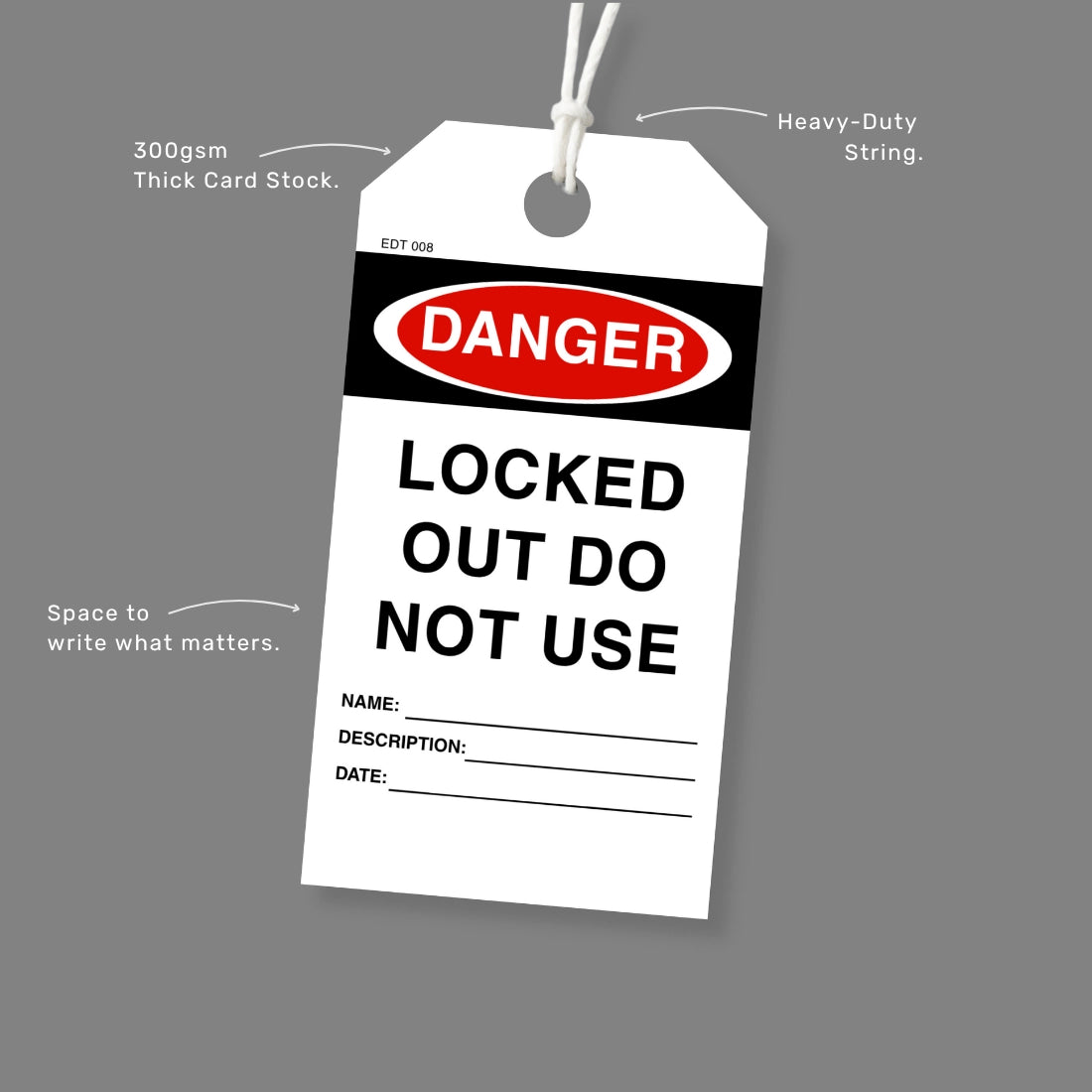 EDT 008 economy danger tag features highlighting lockout verification and safety tag out system integration for equipment isolation