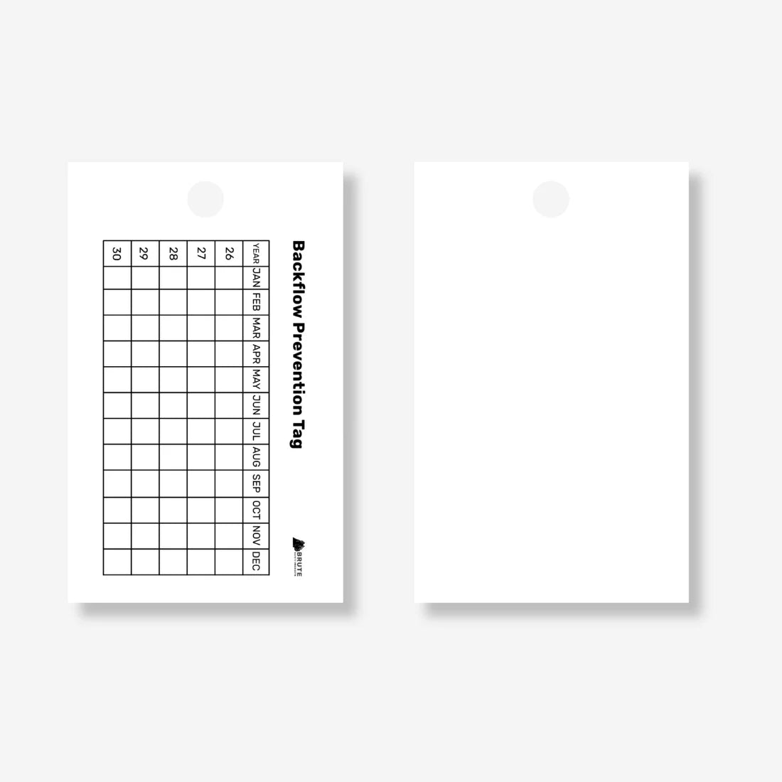 HDT 006 tag shown flat revealing compact 100 x 60mm dimensions with testing date fields and certification details