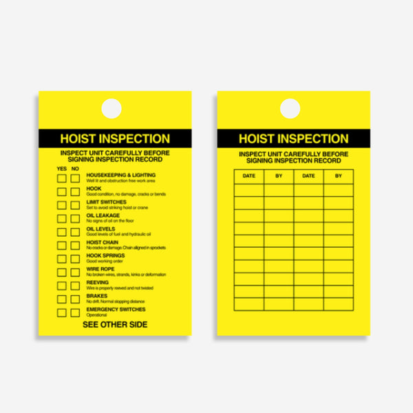 Hoist Inspection Tag | #1 Safety Tags Australia – Brute Safety Products
