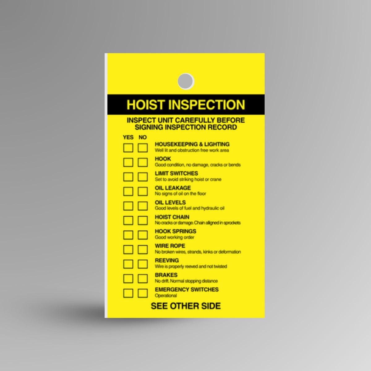 Operator Inspection Point Label Hoist Inspection Tag | #1 Safety Tags Australia – Brute Safety Products